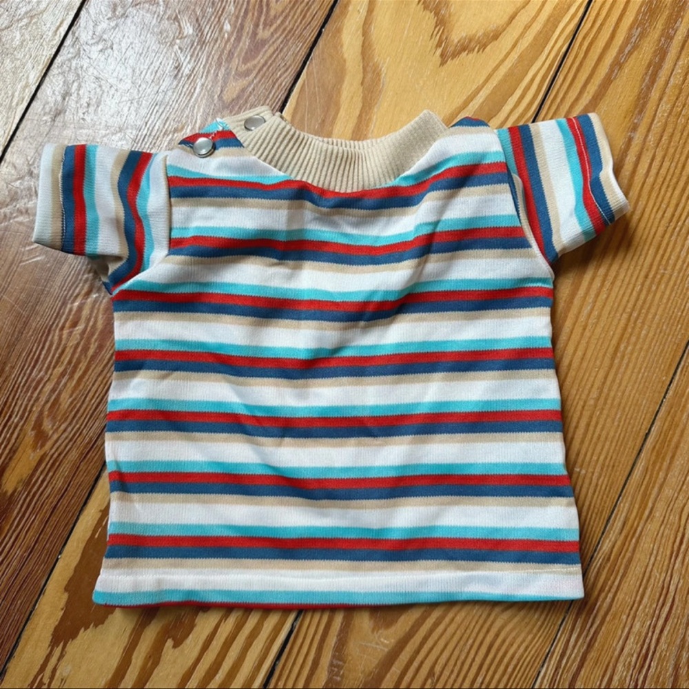 Red and Blue Striped Short Sleeve Tees